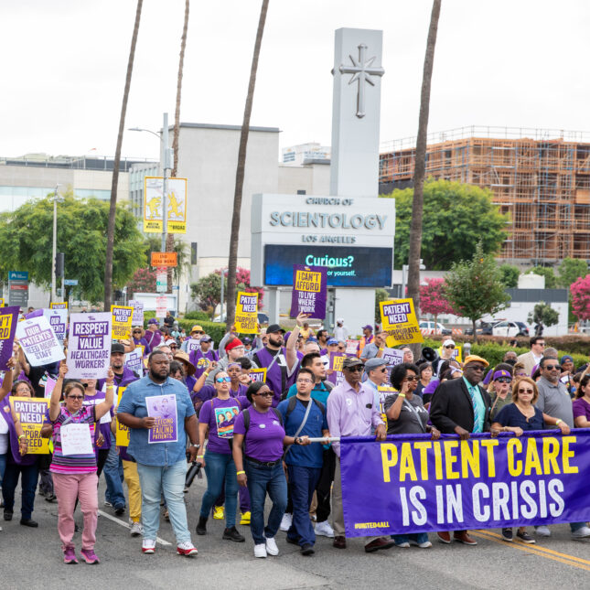 Thousands of healthcare workers in Los Angeles, Oakland, and San Diego rallied and marched, to draw attention to the patient care crisis in the United States. -- health coverage from STAT
