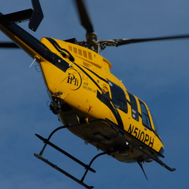 A yellow air ambulance in the sky. -- health business coverage from STAT